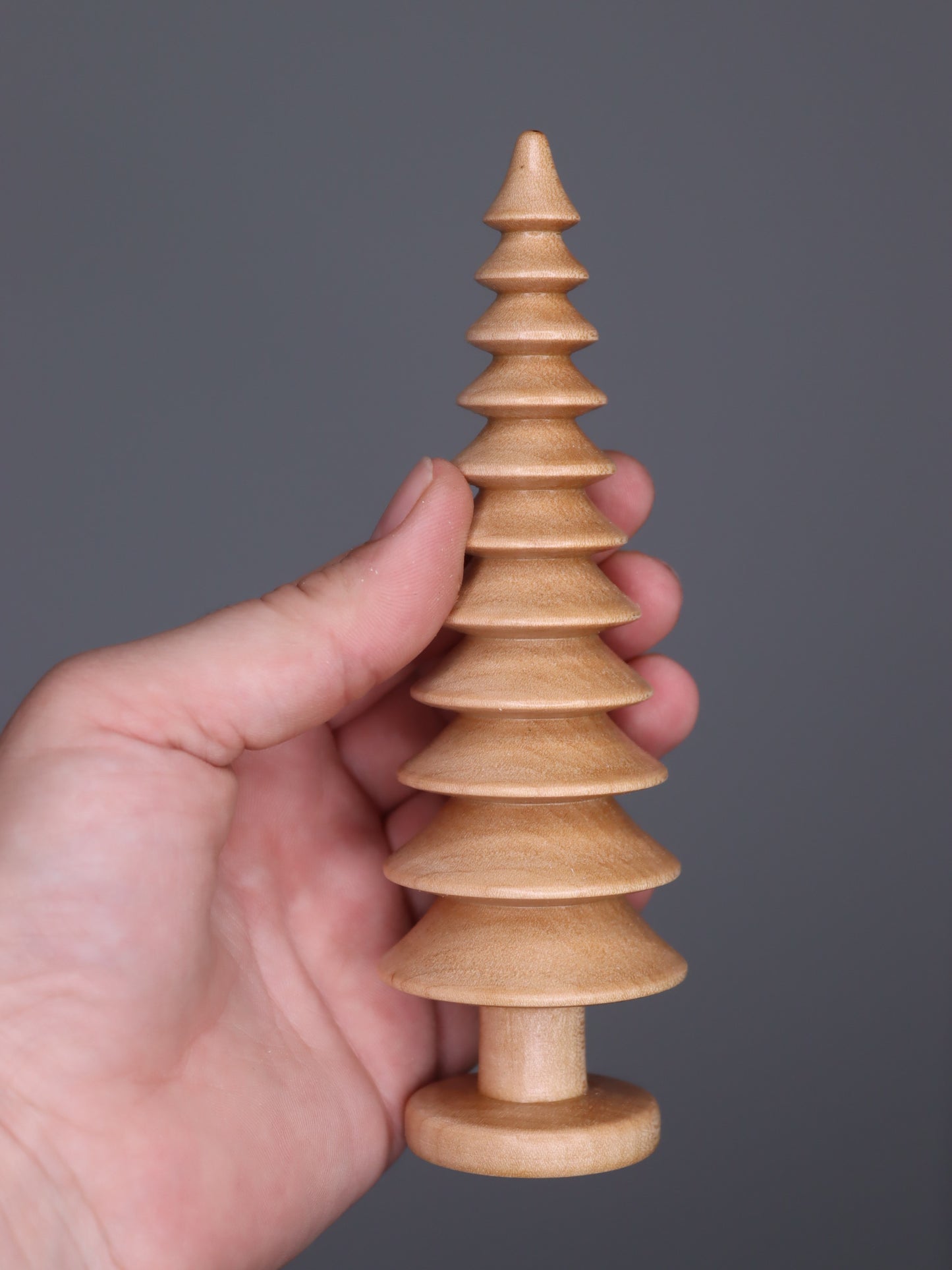 Hand turned wooden Christmas trees set