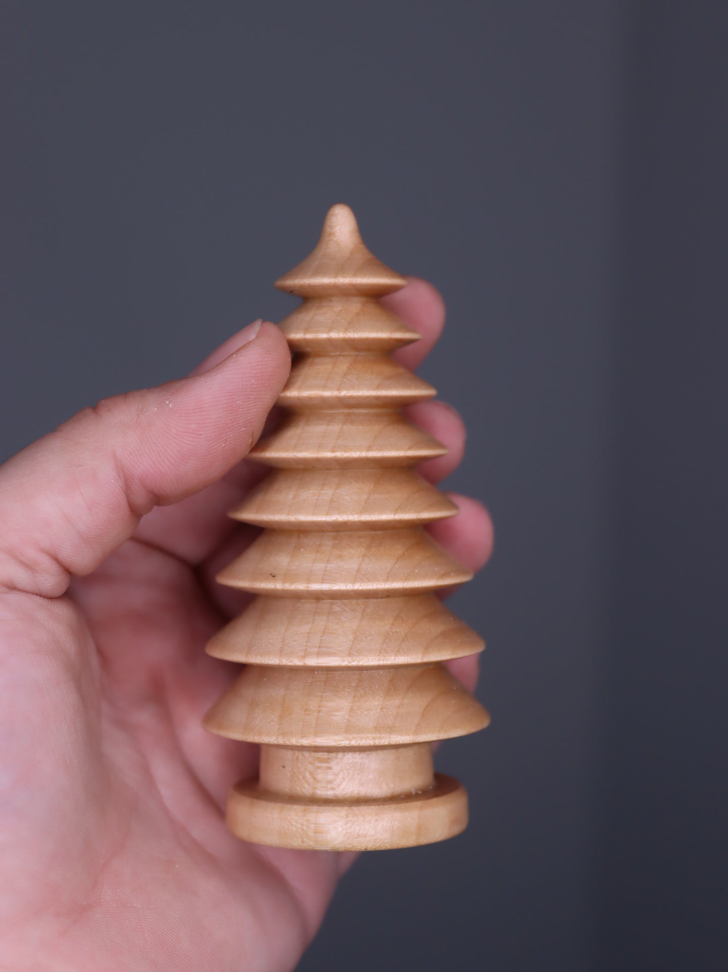 Hand turned wooden Christmas trees set