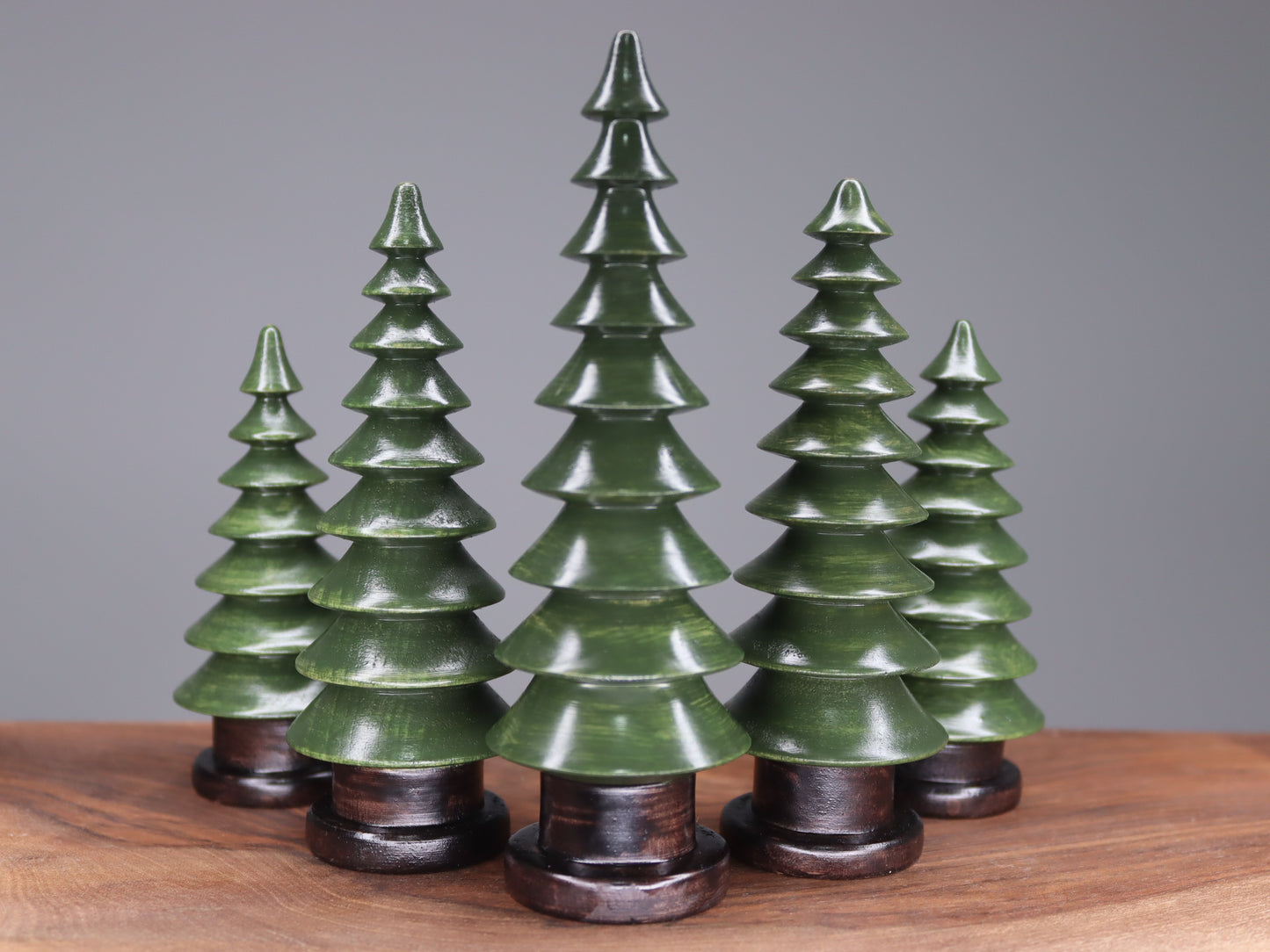 Handmade wooden Christmas trees set