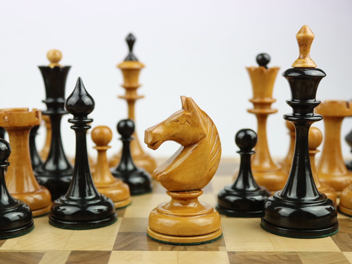 Wooden reproduction of a Soviet plastic chess set