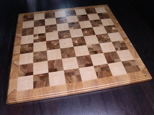 Large handmade wooden end grain chessboard