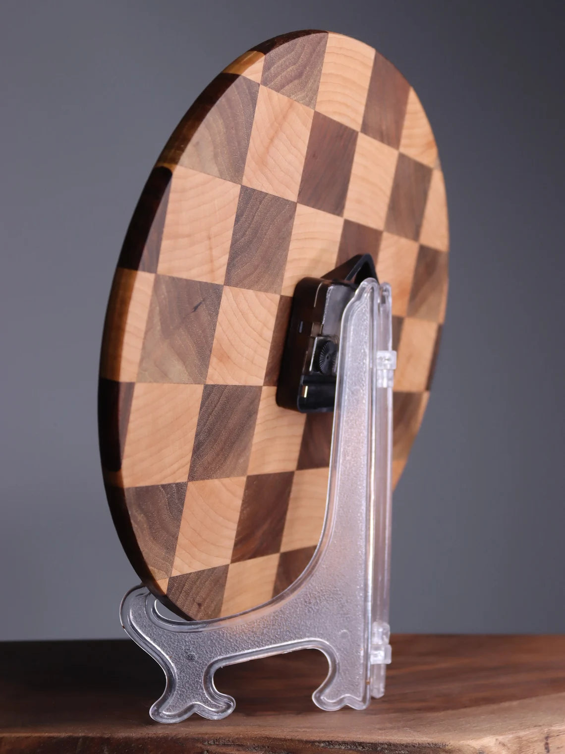 Exclusive end grain wooden clock chess knight